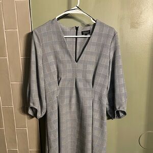 Topshop Gray Sheath Dress V-Neck Cuffed Sleeves
